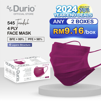 Durio 545 Trendish 4 Ply Surgical Face Mask - Dark Purple- (40pcs)